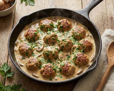 Putenbällchen in cremiger Pilzsauce
