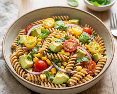 Fresh Pasta Salad with Avocado and Corn | Healthy & Quick