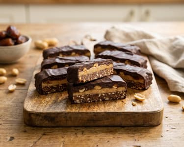 Nougat Bars with Date-Peanut Cream | Healthy Snack