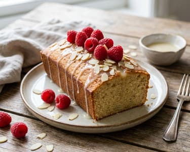 Mandelkuchen mit Himbeeren