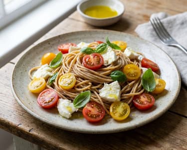 Pasta Caprese mit Kirschtomaten & Mozzarella