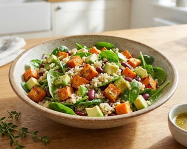 Sweet Potato Quinoa Salad with Avocado and Beans