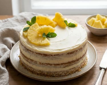 Naked Cake with Vanilla Cream and Pineapple