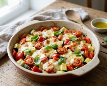 Gebackene Zucchini mit Mozzarella und Tomaten