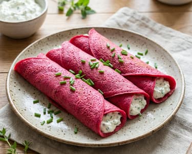 Beetroot Pancakes with Herb Quark