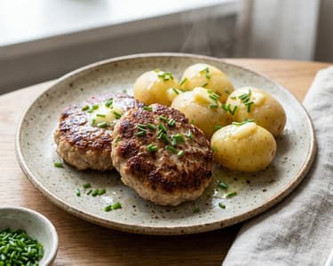 Juicy Turkey Patties with Herb Potatoes