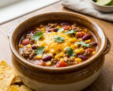 Herzhafte Taco-Suppe mit Rinderhackfleisch