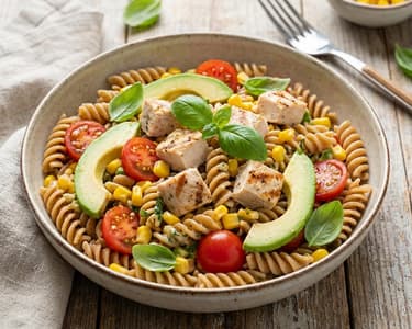 Chicken Pasta Salad with Avocado & Corn