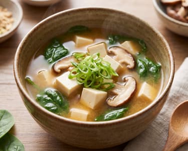 Miso soup with shiitake mushrooms and tofu