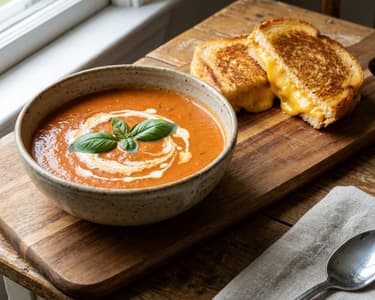 Tomatensuppe mit Käsesandwich