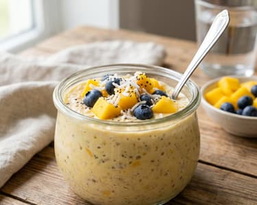 Creamy Mango Overnight Oats with Coconut