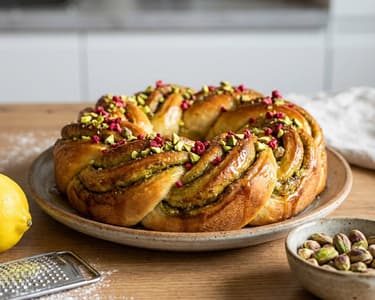 Fluffy Easter Braid with Pistachios & Cinnamon | Easter Yeast Wreath