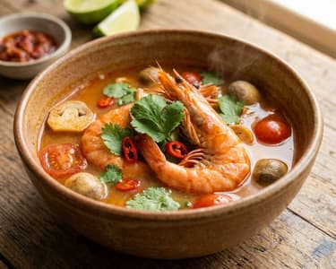 Tom Yum Goong (Scharf-saure thailändische Garnelensuppe)