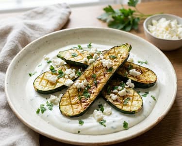 Caramelized Zucchini with Herb Feta Dip