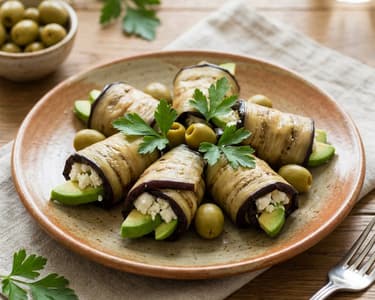 Eggplant Rolls with Feta and Avocado