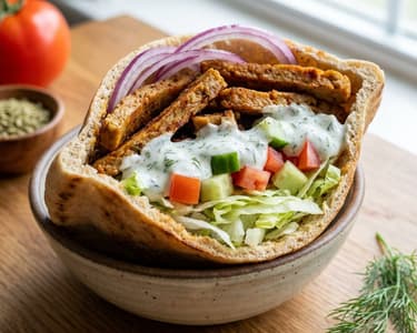 Plant-Based Gyros in Pita Bread