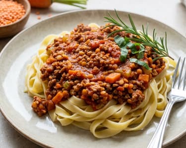 Vegane Bolognese-Sauce mit roten Linsen