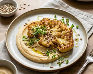 Blumenkohl-Steak mit Kichererbsencreme