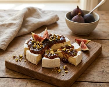 Herbstliche Feigenmarmelade mit Camembert und Pistazien
