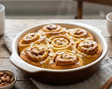 Pumpkin Yeast Snails with Pumpkin Spice and Almonds