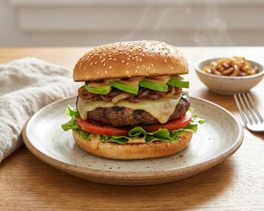 Veganer Portobello-Burger mit Avocado | Saftig & Pflanzlich