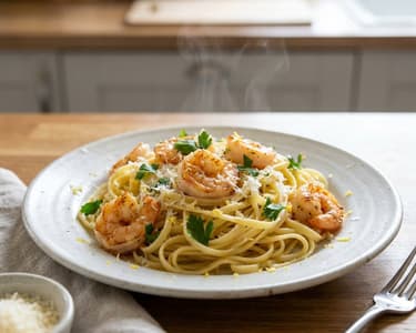 Zitronen-Linguine mit Garnelen | Schnelle Sommer-Pasta