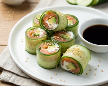 Low-Carb Gurken-Sushi mit Lachs | Frische Sommer-Rollen