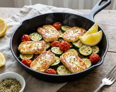 Knusprige Halloumi-Zucchini-Pfanne | Feierabend-Blitzrezept