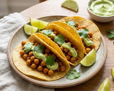 Knusprige Kichererbsen-Tacos | Avocado-Creme
