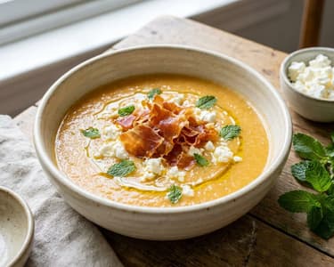 Cantaloupe-Gazpacho mit Knusper-Serrano | Erfrischende Sommersuppe