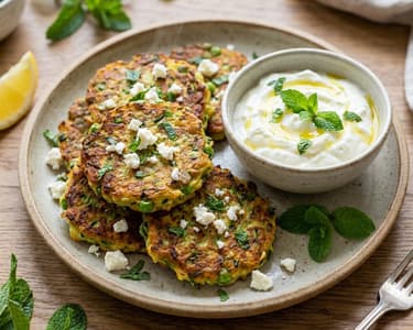 Knusprige Zucchini-Feta-Puffer | Feierabendküche