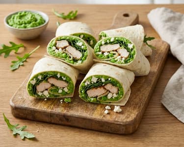 Hähnchen-Wraps mit Erbsen-Minze-Creme | Schneller Sommer-Snack