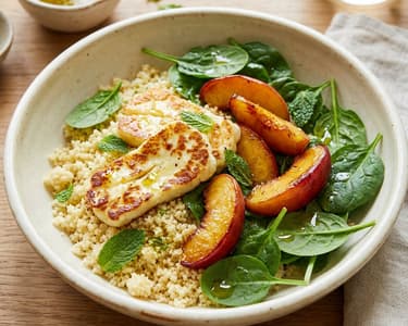 Summery Couscous Bowl | With Halloumi & Nectarine