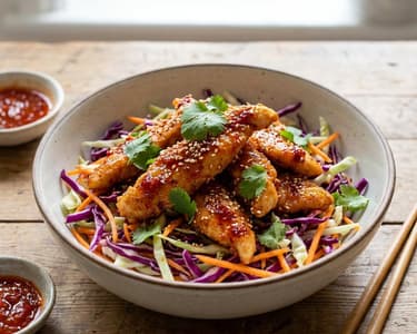 Chili Chicken with Asian Coleslaw | Crispy & Crunchy
