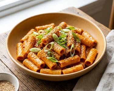 Cremige Gochujang-Rigatoni | Würzige Fusion-Pasta