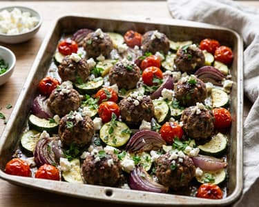 Greek Sheet Pan Meatballs | Quick Weeknight Dish