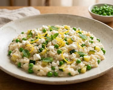 Creamy Zucchini & Pea Risotto with Feta | Summer Kitchen