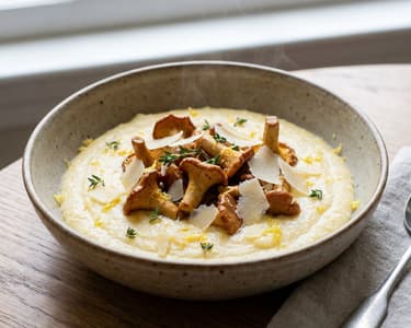 Cremige Zitronen-Polenta mit Pfifferlingen | Sommergenuss