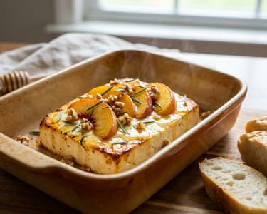 Gebackener Feta mit Pfirsichen & Honig | Sommergenuss