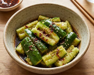 Knackiger Smashed Cucumber Salat | Mit Chili & Sesam