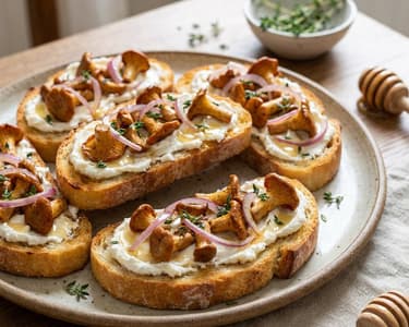 Pfifferling-Bruschetta mit Ziegenkäse | Sommergenuss