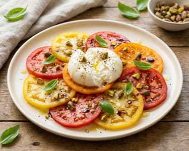 Buntes Tomaten-Carpaccio mit Burrata | Sommer-Vorspeise