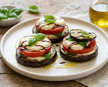 Auberginen-Caprese-Türmchen | Mediterraner Sommergenuss