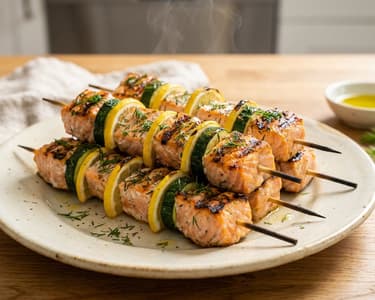 Lachs-Zucchini-Spieße | Feine Sommerküche