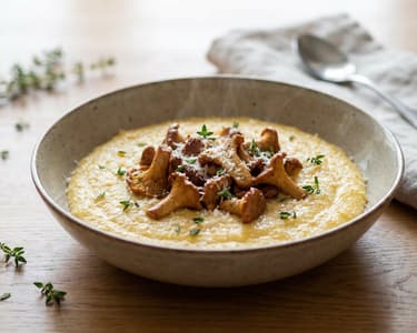 Cremige Polenta mit Pfifferlingen | Spätsommergenuss