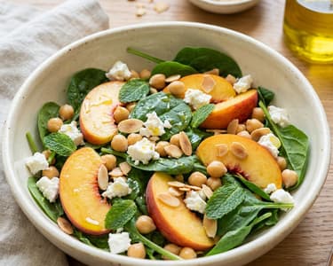 Pfirsich-Kichererbsen-Salat mit Feta | Sommerlicher Genuss