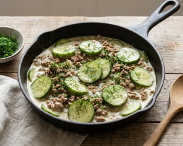 Schmorgurken mit Hackfleisch | Schnelle Sommer-Pfanne