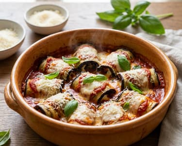 Mediterrane Auberginen-Involtini mit Ricotta | Aus dem Ofen