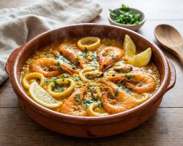 Spanischer Arroz Caldoso | Meeresfrüchte-Reiseintopf