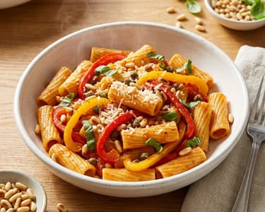 Rigatoni mit süß-saurer Paprika | Schnelle Sommer-Pasta
